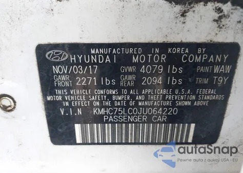 2018 Hyundai Ioniq Hybrid Sel z USA, uszkodzony, nr VIN KMHC75LC0JU064220